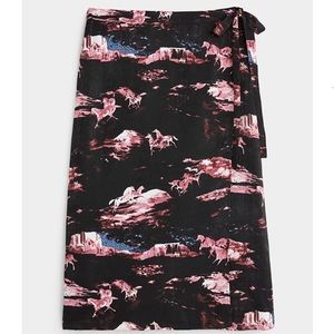 NWT ICHI Wild Horses Wrap Midi Skirt
